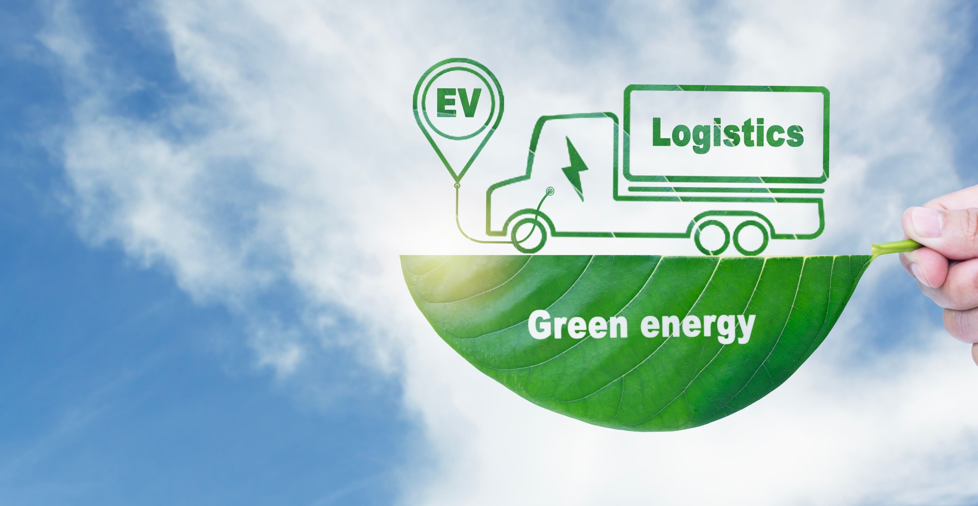 Green technology logistics or Sustainable transport concept. travel with clean energy and eco-friendly processes to Net zero carbon emission, EV electric vehicle, circular Green Economy